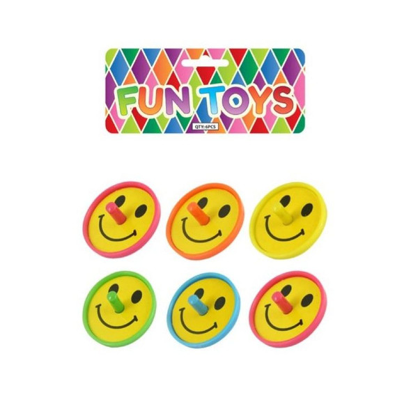 Smile Spinning Tops Party Fillers Pk6