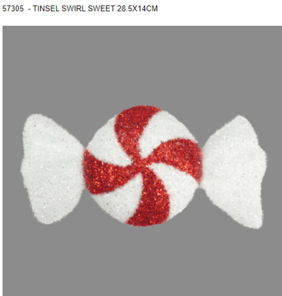 Tinsel Swirl Sweet Decoration 28x14cm