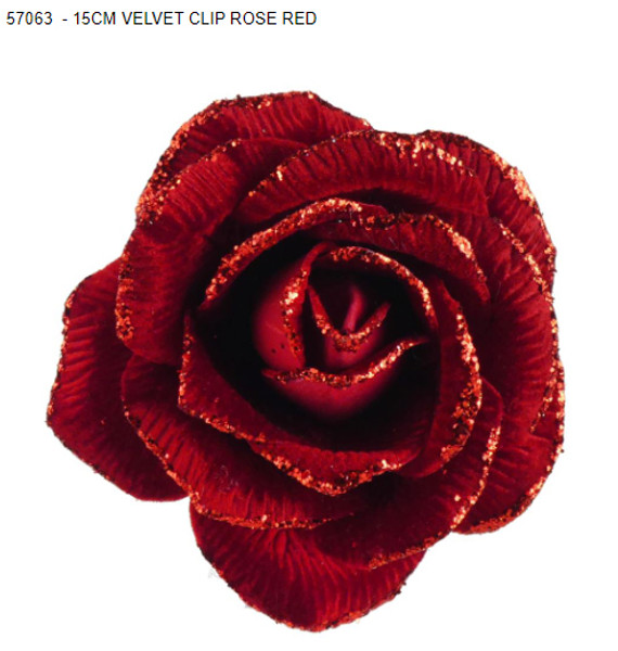Velvet Clip Rose Red 15cm