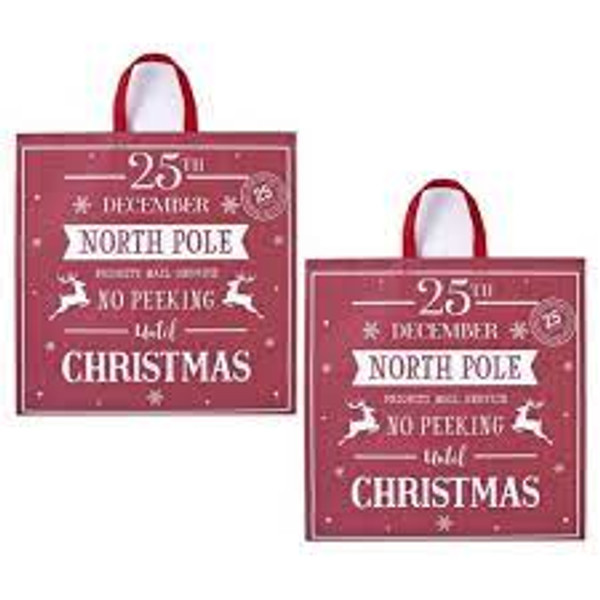 Red North Pole Woven Square Jumbo Bag