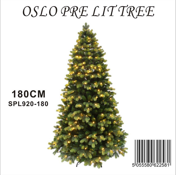 Oslo Pre Lit Pine Tree 180cm