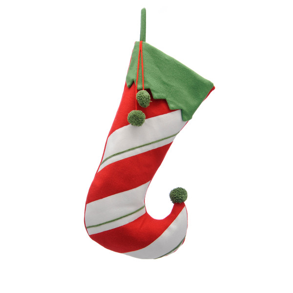 48cm red green and white with green stripped stocking