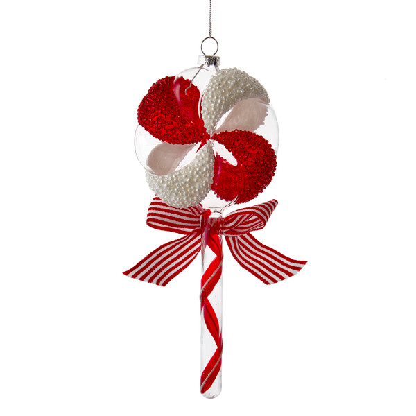 Peppermint Lollipop Glass 8in