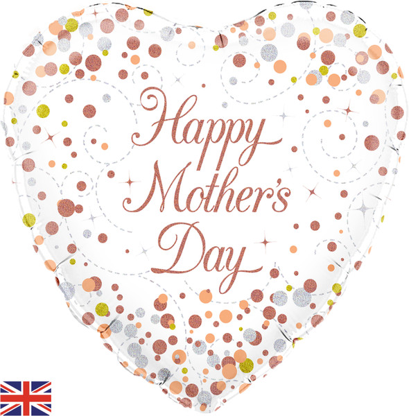 H100 18in Foil Balloon Rose Gold Sparkling Fizz Happy Mothers Day 