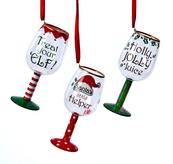 Wine Glass Ornament 5in