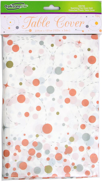 Rose Gold Sparkling Fizz Tablecover 137x260cm