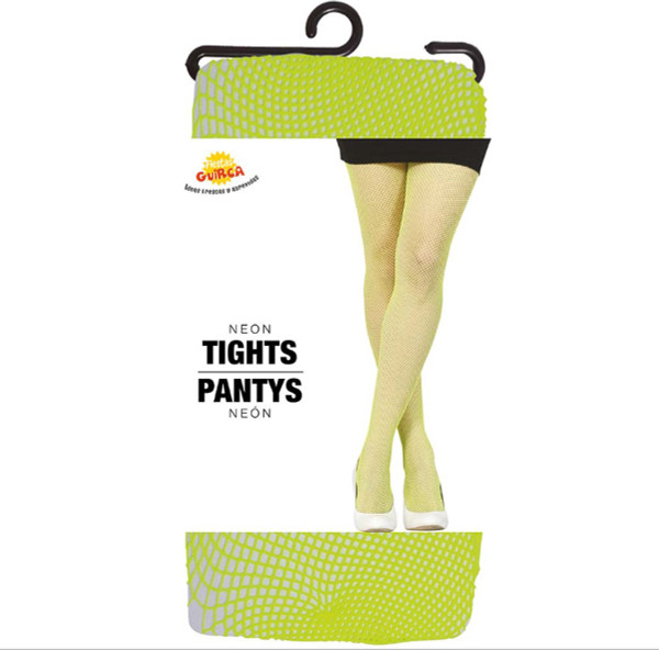 Adult Fishnet Tights Neon Yellow