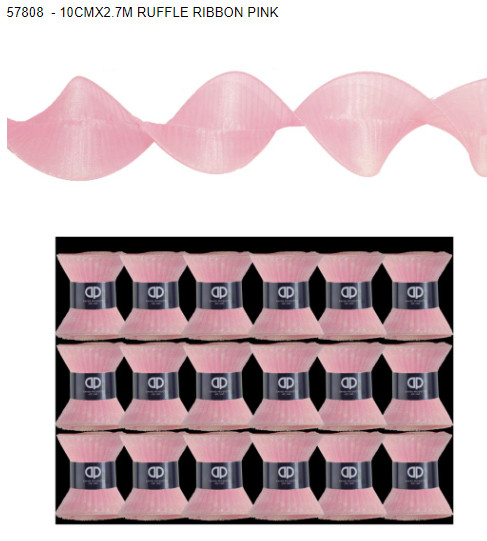 Ruffle Ribbon Pink 10cmx2.7m
