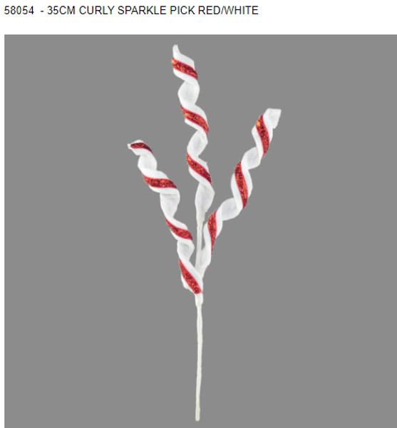Curly Sparkle Pick Red and White 35cm