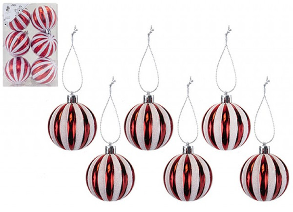 Candy Cane Baubles 6x60mm
