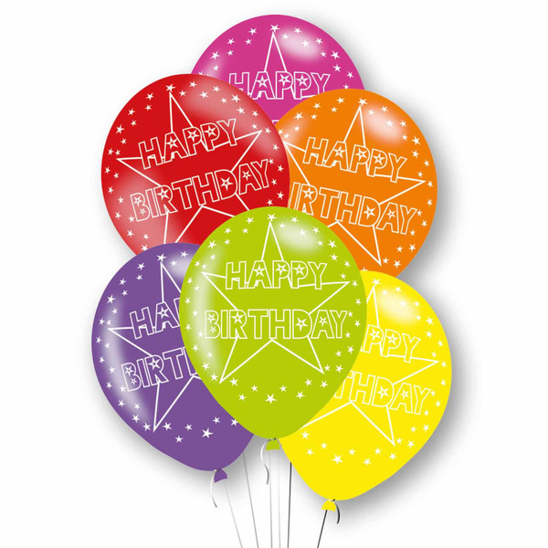 11in Latex Balloons Happy Birthday Primary Mix Pk6 11in Latex Balloons Happy Birthday Primary Mix Pk6