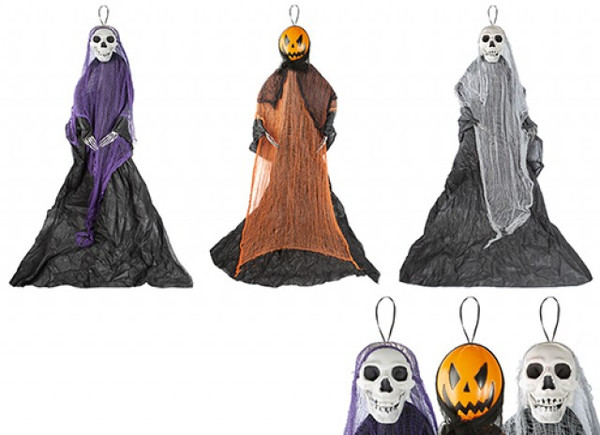 Hanging Frightener Decoration Hanging Skeleton 7ft Choice of Grey Orange or Purple