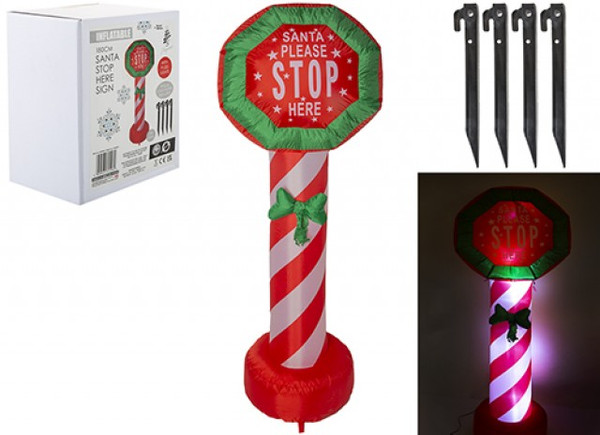 1.8m Inflatable Santa Stop Here Sign