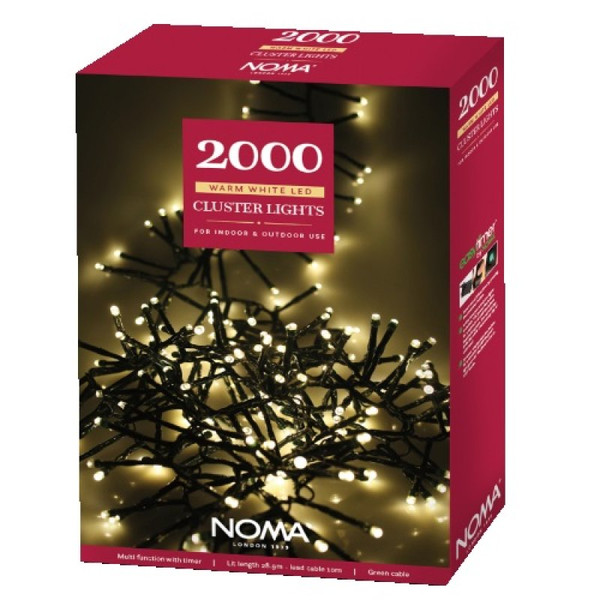 2000 Cluster Lights Warm White Multifunction Green Cable