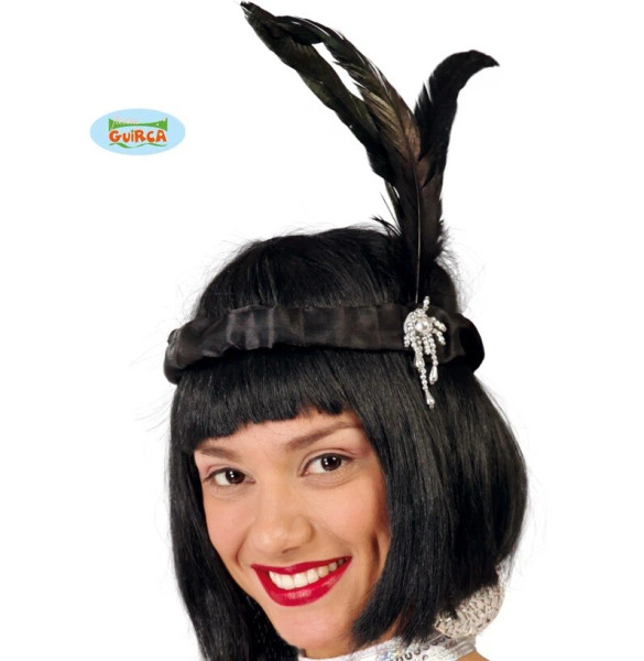 1920s Charleston Headband with Black Feathers