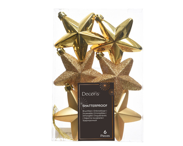 Glitter Stars Light Gold x6 7cm