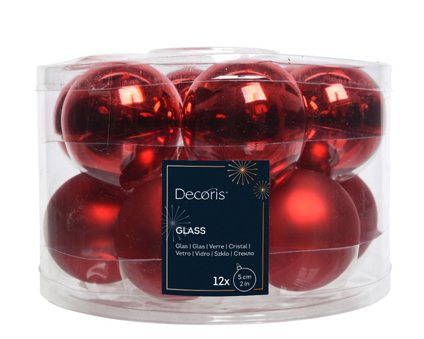Glass Baubles Red 12x5cm