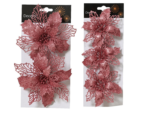Poinsettia on clip Vintage Pink Choose from 2 large or 3 small