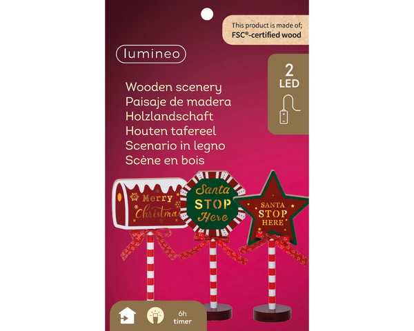 Light up BO LED Wooden Stop Here Signs 16cmx32cm Choice of 3 Styles
