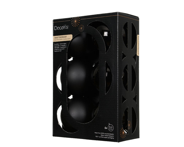Shatterproof Baubles 6x8cm Black