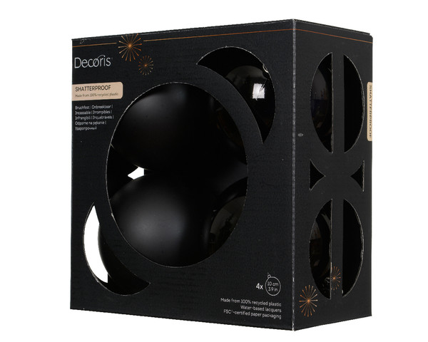Shatterproof Baubles 4x10cm Black