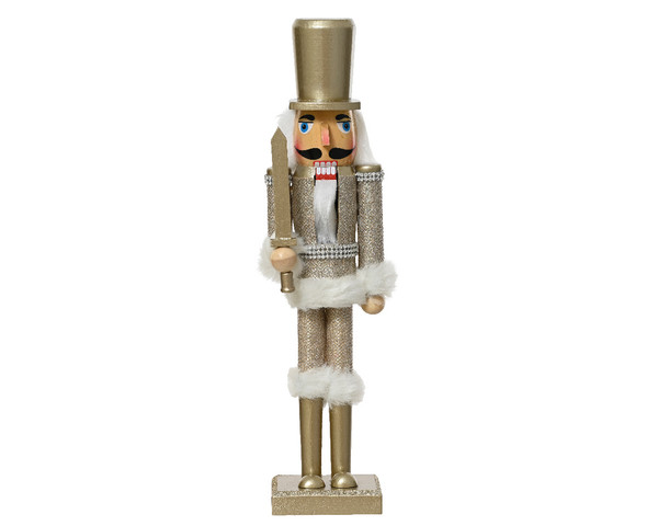 Nutcracker pinewood normal shape body champagne polyester fabric 38cm