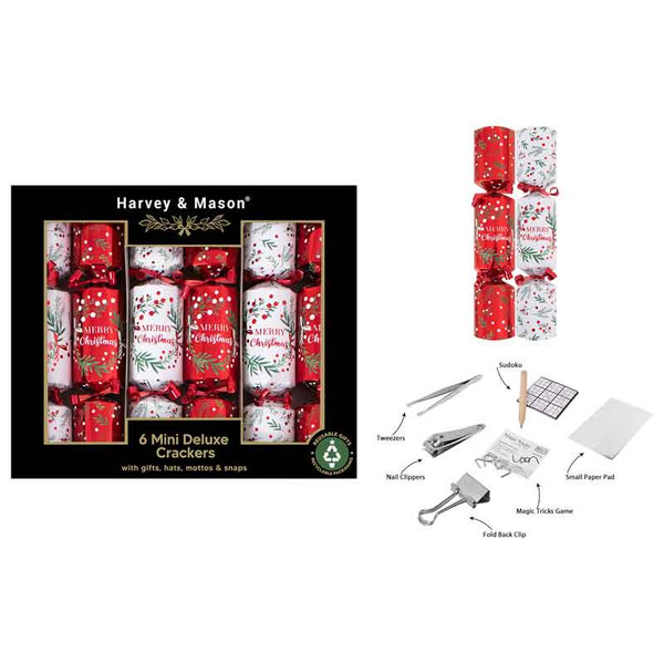 Mini Red Christmas Crackers 8.5in Pk6