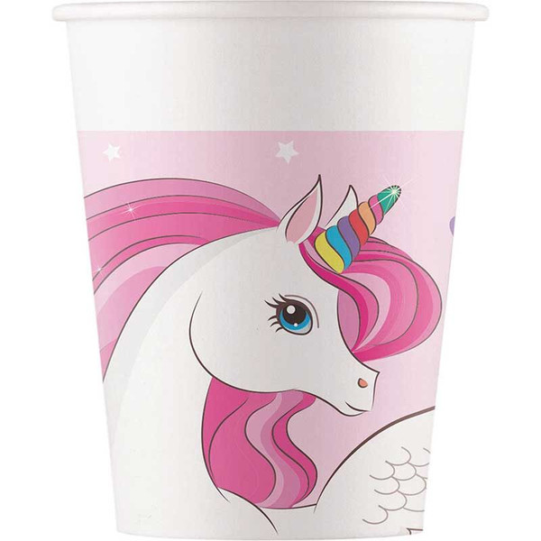 Unicorn Rainbow Colours Paper Cups 200ml Pk8 Unicorn Rainbow Colours Paper Cups 200ml Pk8