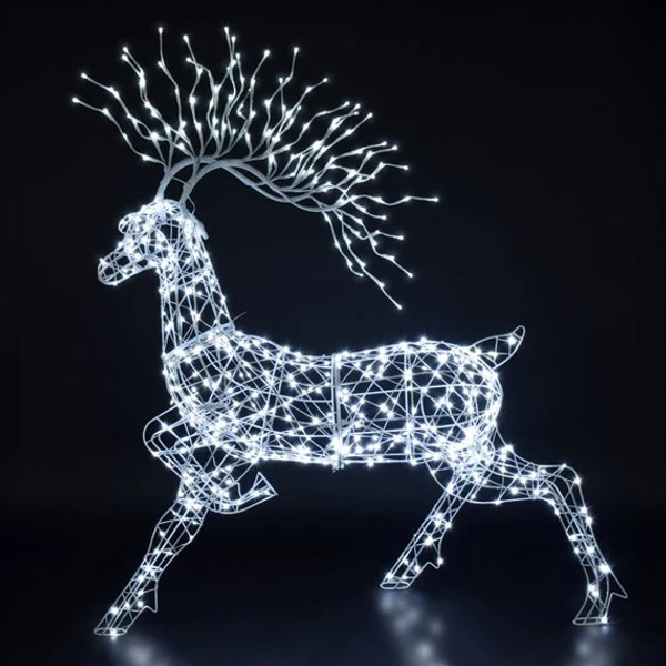 1.4m Woburn Stag White Flexi LED Lights with Branch Antlers