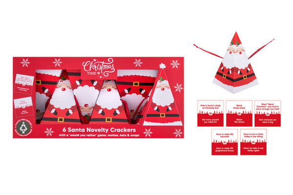 Santa Novelty Christmas Crackers Pk6