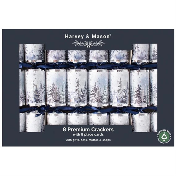 Premium Tree Scene Christmas Crackers 12.5in Pk8