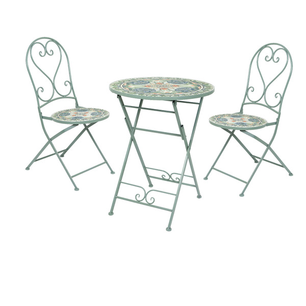 Cancun Bistro Table and Two Chairs Light Green