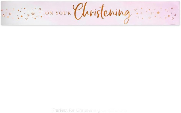 On Your Christening Foil Banner Pink 9ft