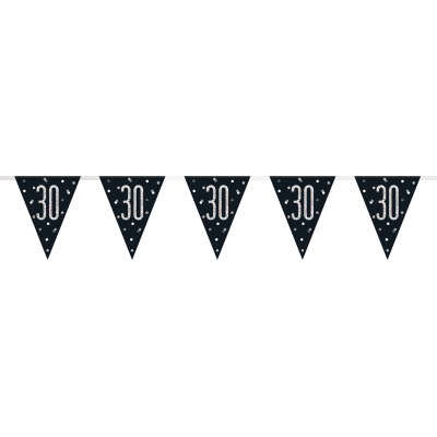 Glitz Black Dot Flag Banner Age 30 9ft