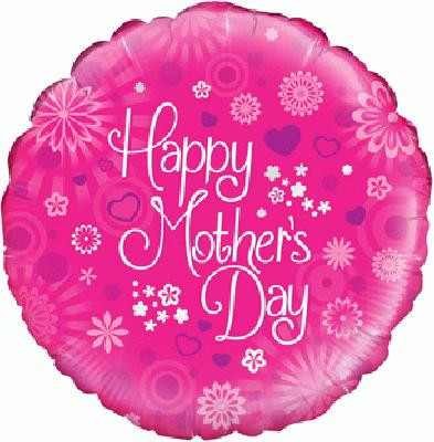 H100 18in Foil Balloon Dappled Flowers Pink Happy Mothers Day