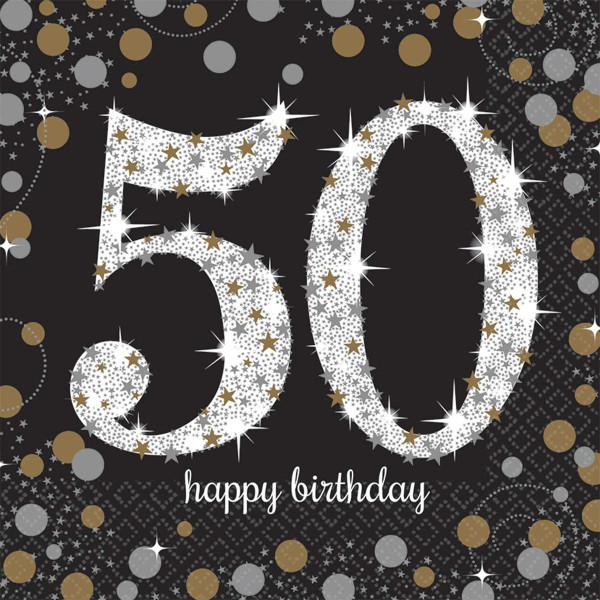 Gold Celebration Age 50 Napkins Pk16