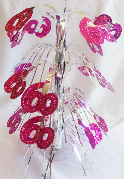 60th Birthday Pink Table Centrepiece