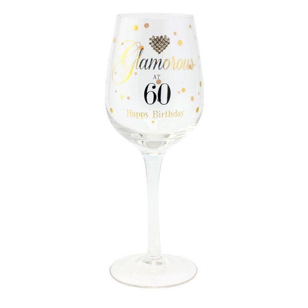 Mad Dots Age 60 Wine Glass