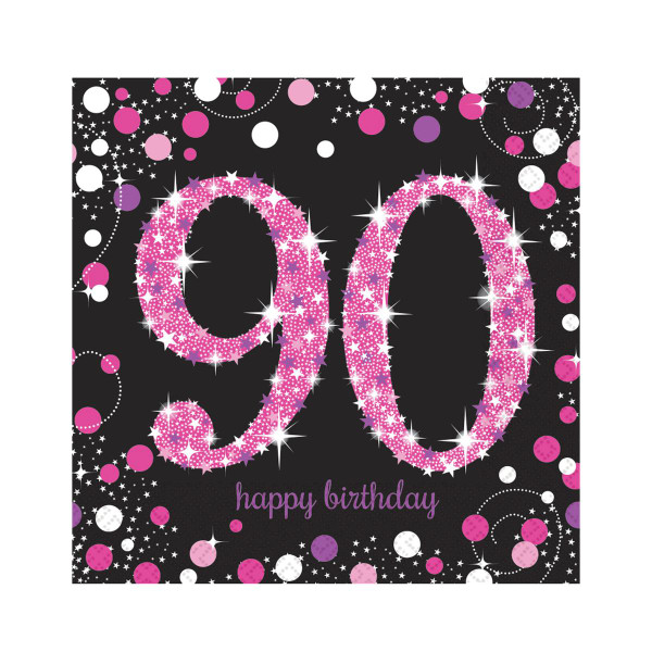 Pink Celebration Age 90 Napkins Pk16