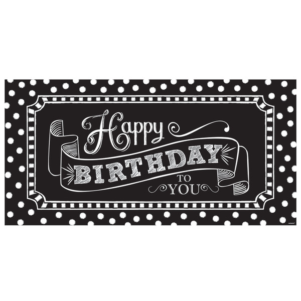 Black and White Happy Birthday Banner 5ft