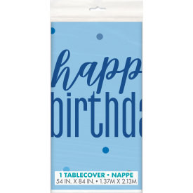 Glitz Blue Happy Birthday Tablecover 54x84in