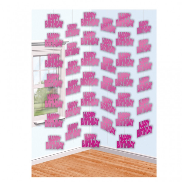 Pink Happy Birthday String Decoration