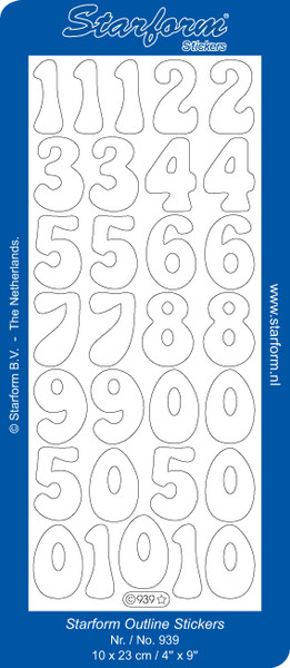 Peel Off Glitter Numbers Silver or Gold