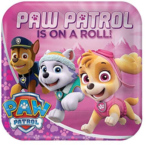 Paw Patrol Pink Plates Pk8 22.9cm