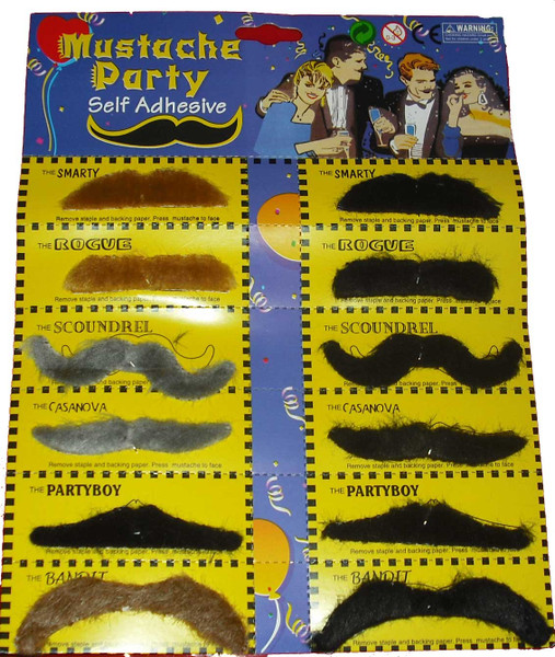 Moustaches PK12 Assorted Colours Assorted Styles