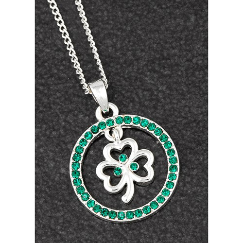Shamrock Necklace Silver Plate