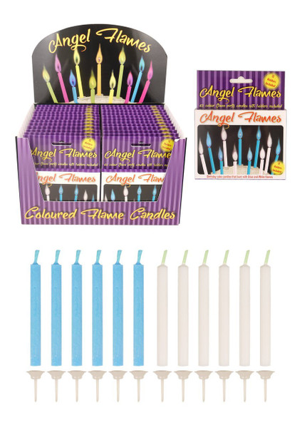 Angel Flames Birthday Candles Blue/White Pk12