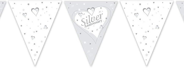 Flag Bunting 25th Silver Anniversary 12ft