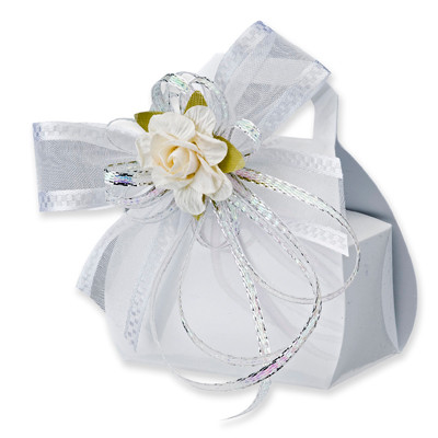 Favor Box Glossy White Handbag Pk10 Ht80mm