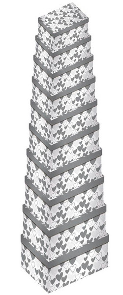 Silver Glitter Heart Gift Box 17.5x12x7.5cm Size 8